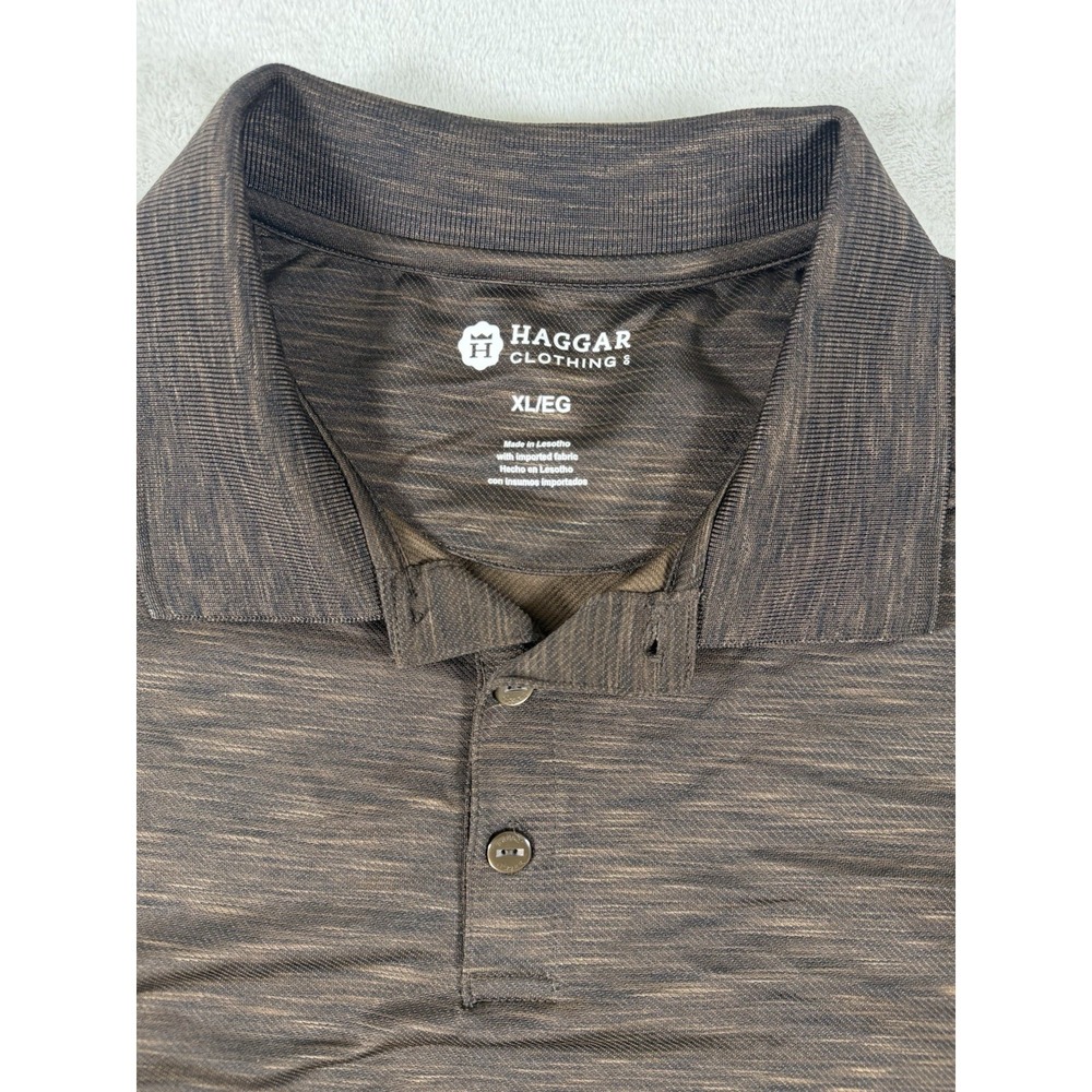Haggar Men's XL Brown Black Heather Space Dye‎ Short Sleeve Polo Shirt Golf
